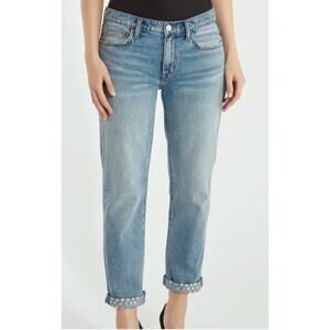 Current/Elliott The Turnt Fling Mid Rise Studded Straight Leg Jean Size 32 NWT